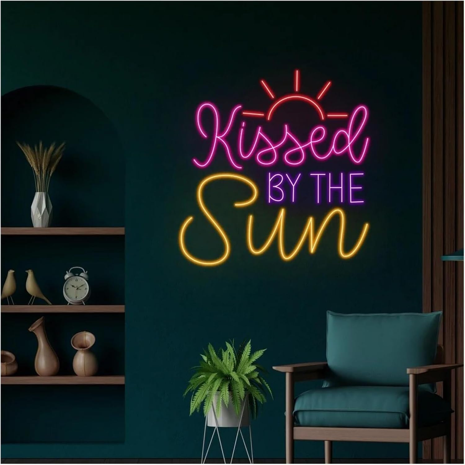 Insegna al neon Lampada Baciata dal sole di benvenuto estiva Decorazione per atmosfera da spiaggia 51 cm