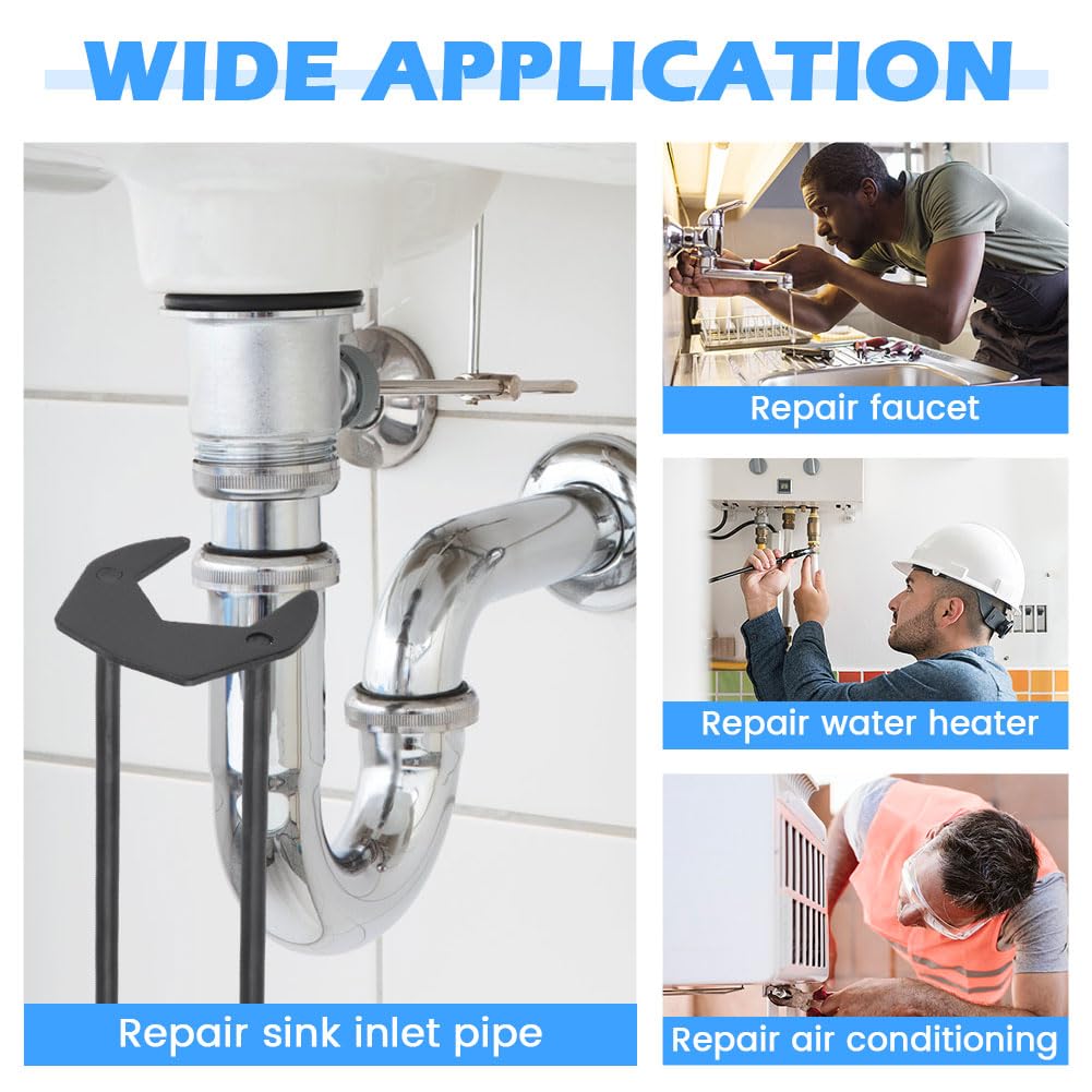 Juego de 2 llaves de lavabo multifuncionales, herramienta de llave para cocina, baño, espacios reducidos, llave de lavabo, no es un modelo universal