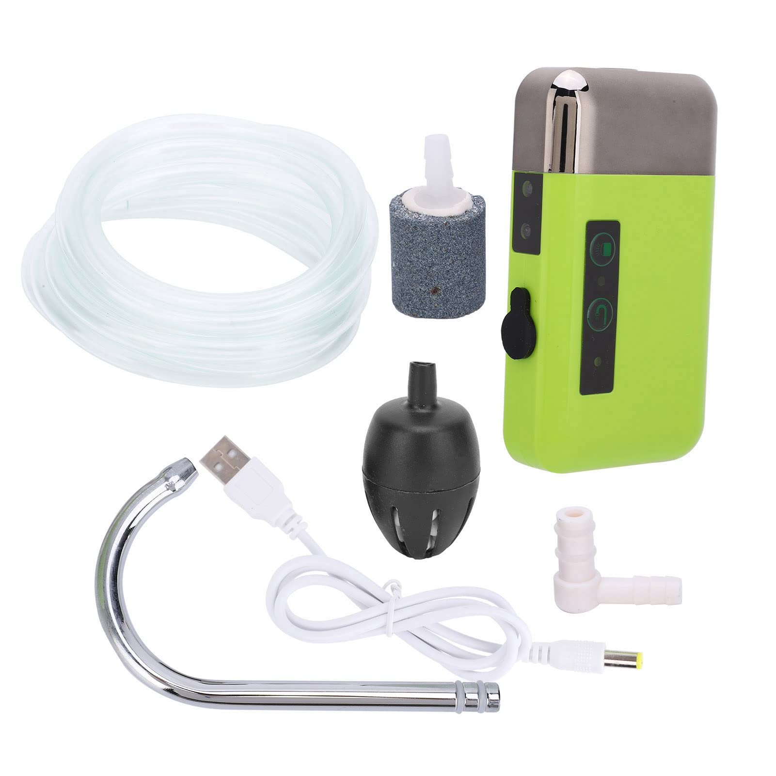 Bulleur pour Aquarium, Pompe à Eau de Pêche Bulleur Peche Vif Pompe à Oxygène avec éclairage LED, pour Extérieur Marché d'aquarium Vert