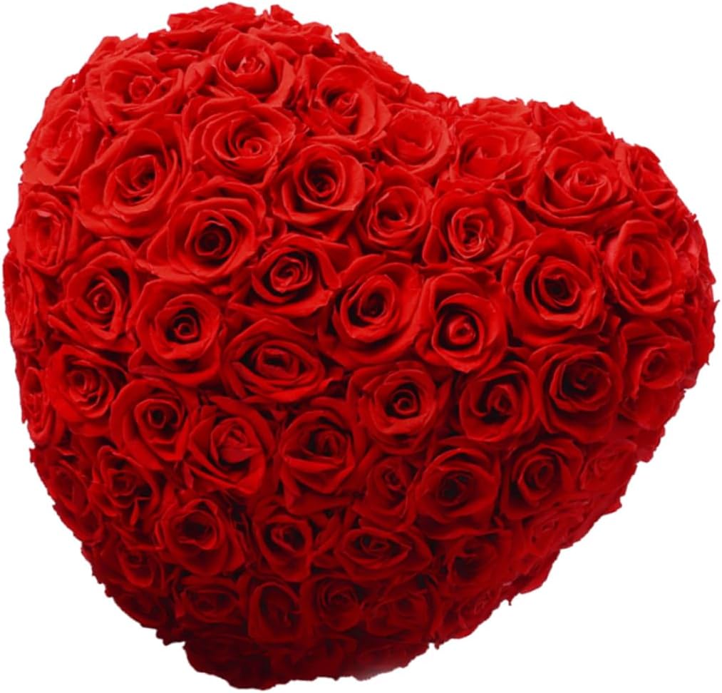 Zerodeko Heart Shaped Rose Flower Box Preserved Roses Set for Valentine's Day Wedding and Anniversaries Romantic 3D Design Natural Colors