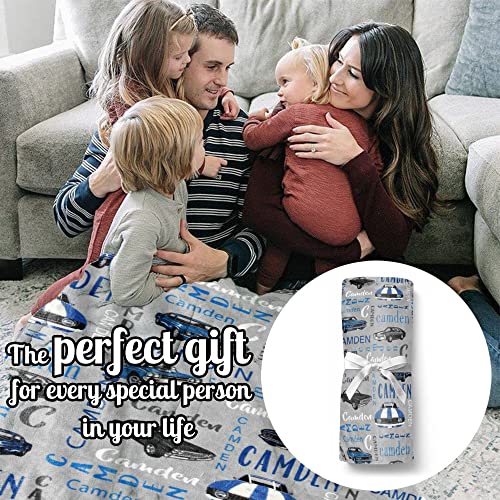 Image of Personalized Car Blanket with Name for Boys Custom Name Blanket for Kids