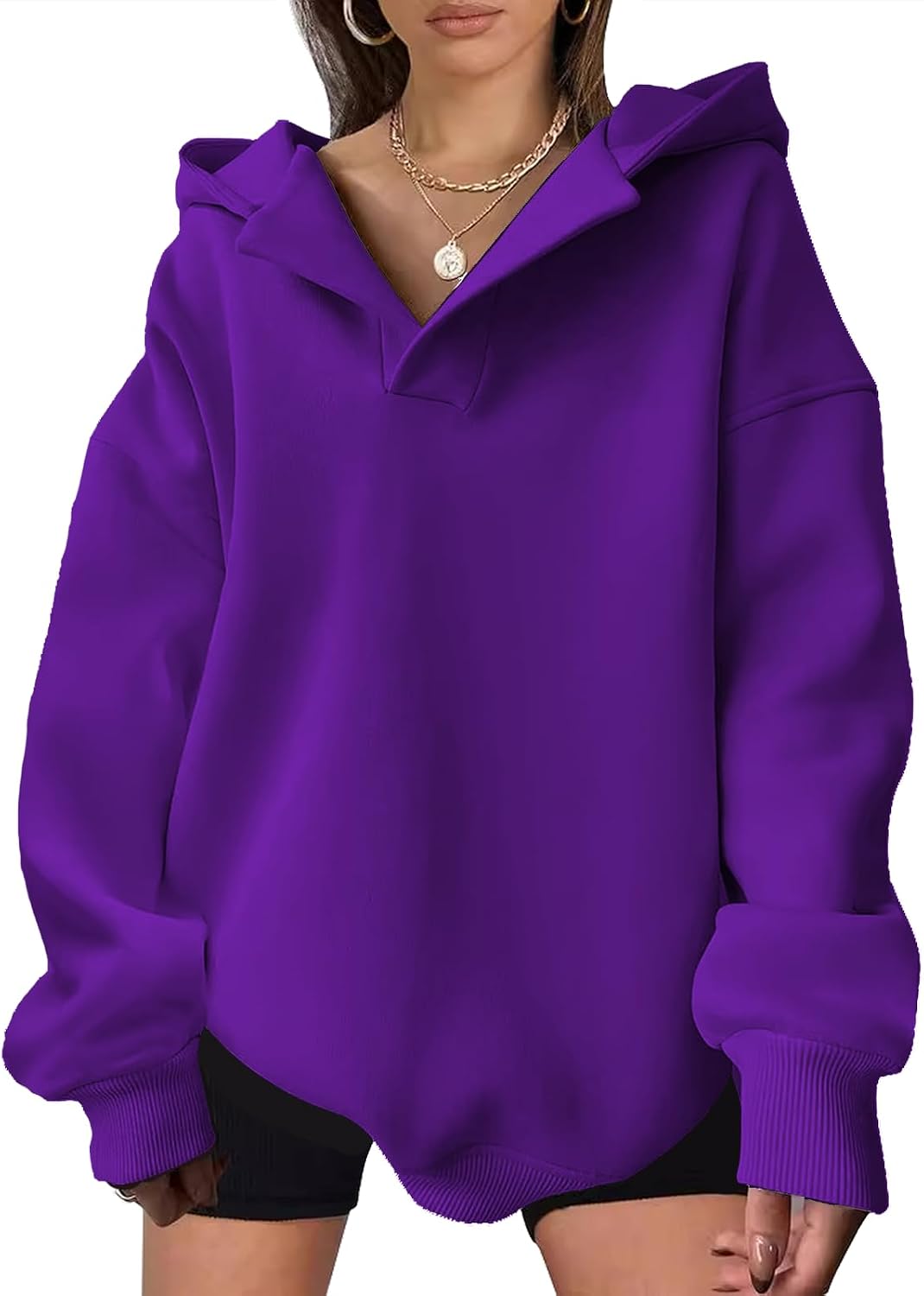 domirica Trendy Hoodies for Women Casual Soild Color Hooded Sweatshirt Comfy Winter Pullover Tops Workout Clothes