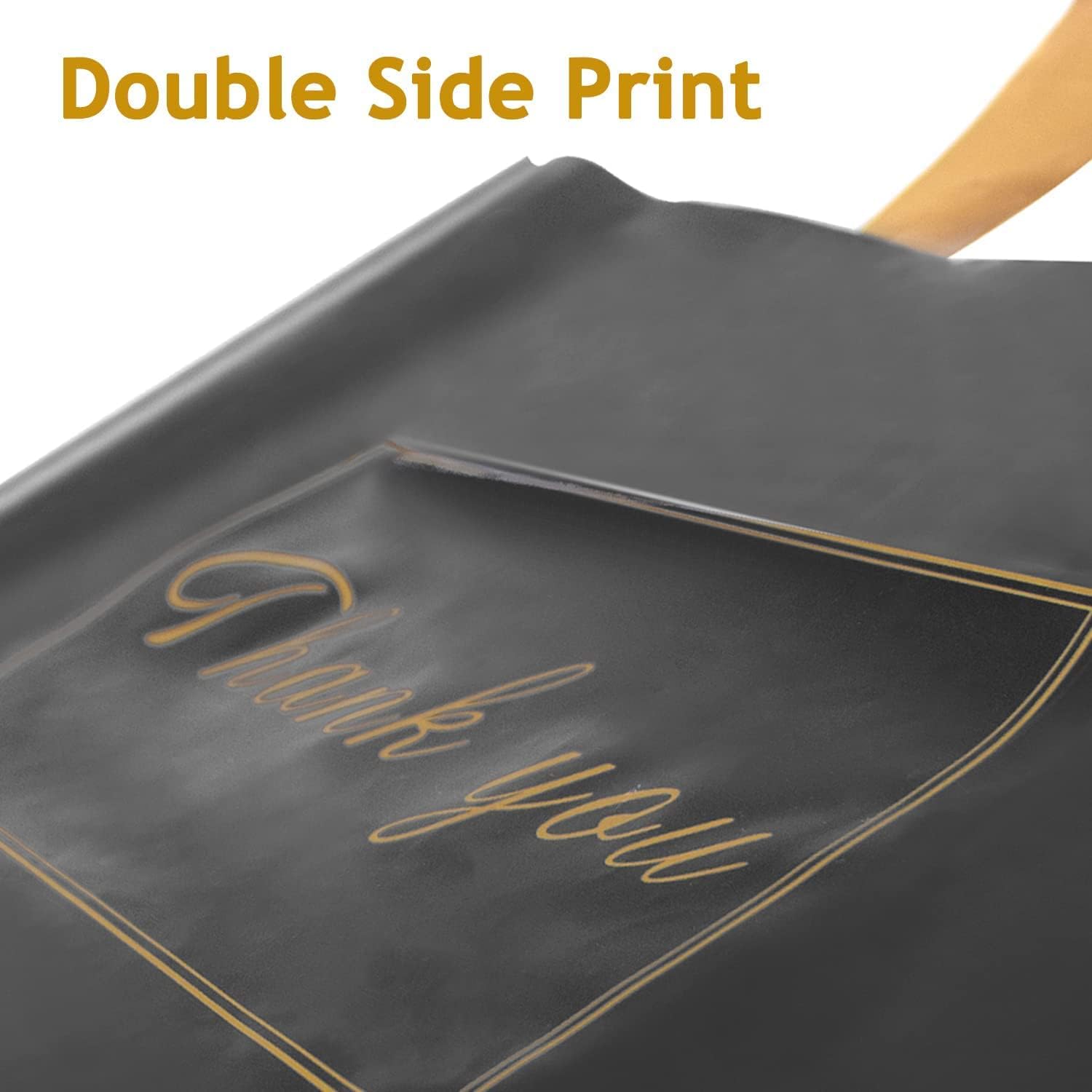 WAKAKO 60 Pack Thank You Shopping Bags, Boutique 15x12 Inch Thank You Plastic Shopping Gift Bags with Handle for Small Business, Black - Image 6