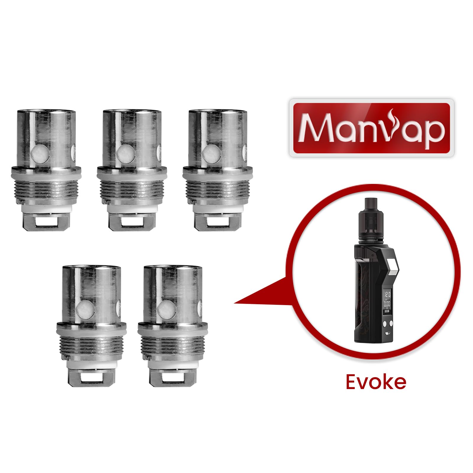 Manvap Cigarettes lectroniques EVOKE 5 Bobines d'Atomiseurs sans Nicotine  : Amazon.fr: High-Tech