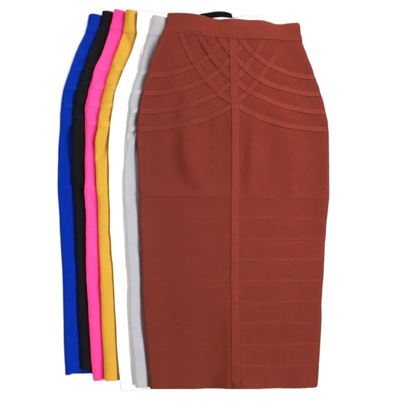 Falda Tubo Faldas Elegantes ceñidas al Cuerpo for Mujer, Faldas de Tubo de Cintura Alta elásticas(Yellow,M)