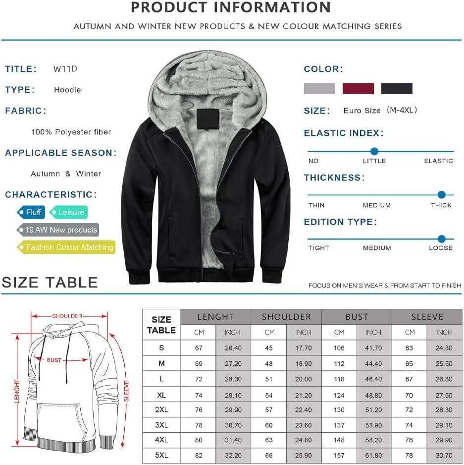 LBL Leading the Better Life Men's Pullover Winter Jackets Hooed Fleece Hoodies Sweatshirt Wool Warm Thick Coats - Image 7