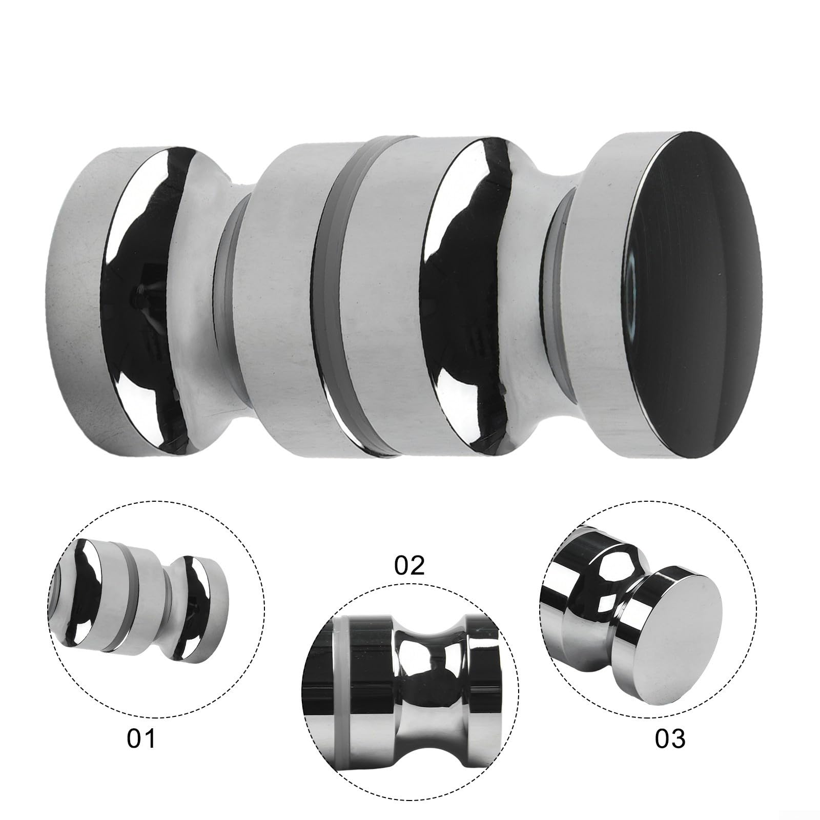HOgardenME Zinc Alloy Bathroom Door Handle Knob, Single Groove, Chrome Plated - Image 3
