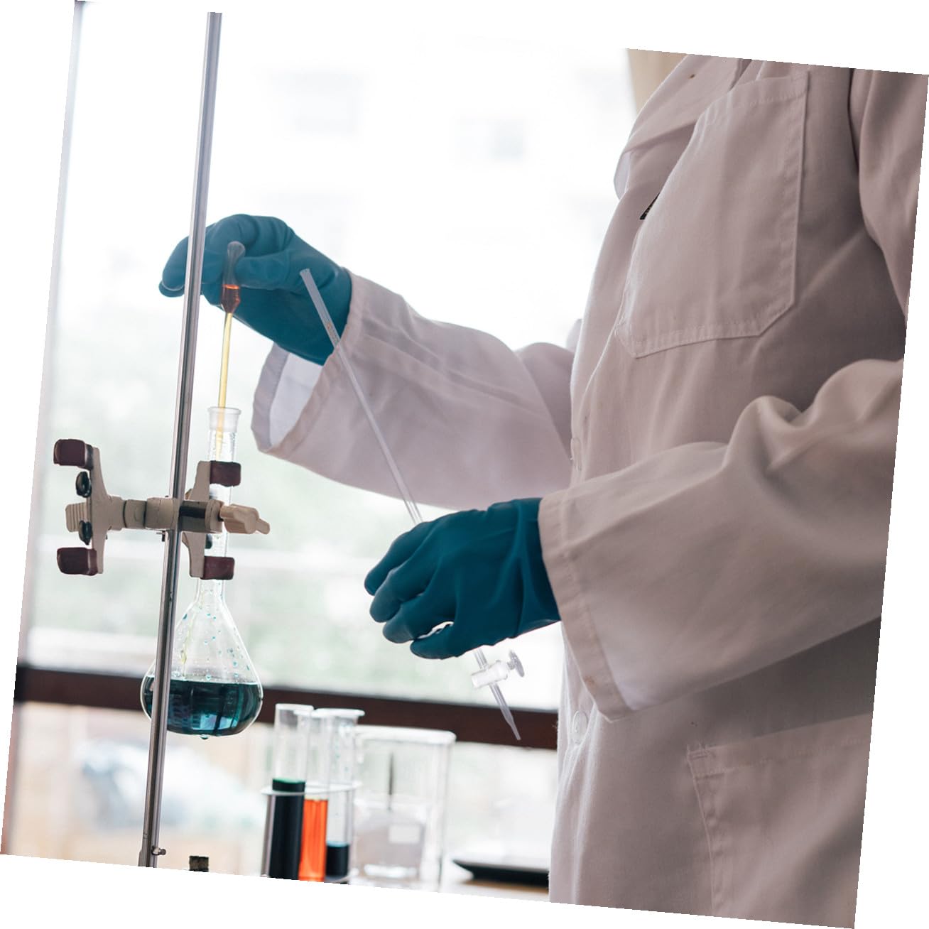 COLLBATH Burette de laboratoire chimique en verre borosilicate - Idéal pour la titration acide Équipé d'un robinet d'arrêt - Convient aux classes scolaires et aux expériences scientifiques
