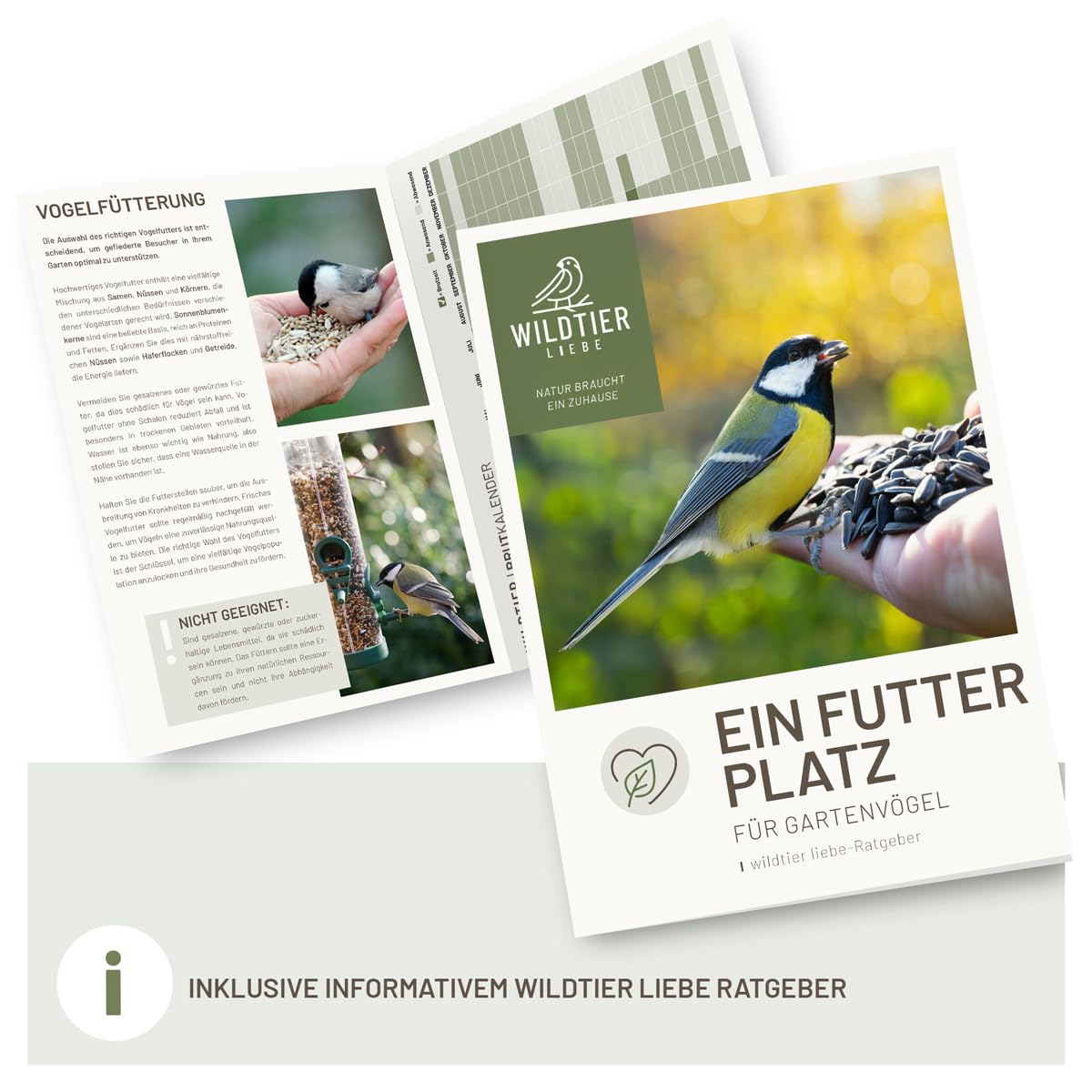 wildtier liebe Vogelfutterhaus groß aus Natur-Holz I XL Vogelhaus zum Aufhängen Wetterfest I Futterhaus Futterstation für Vögel, Vogelhäuschen, Vogel Haus