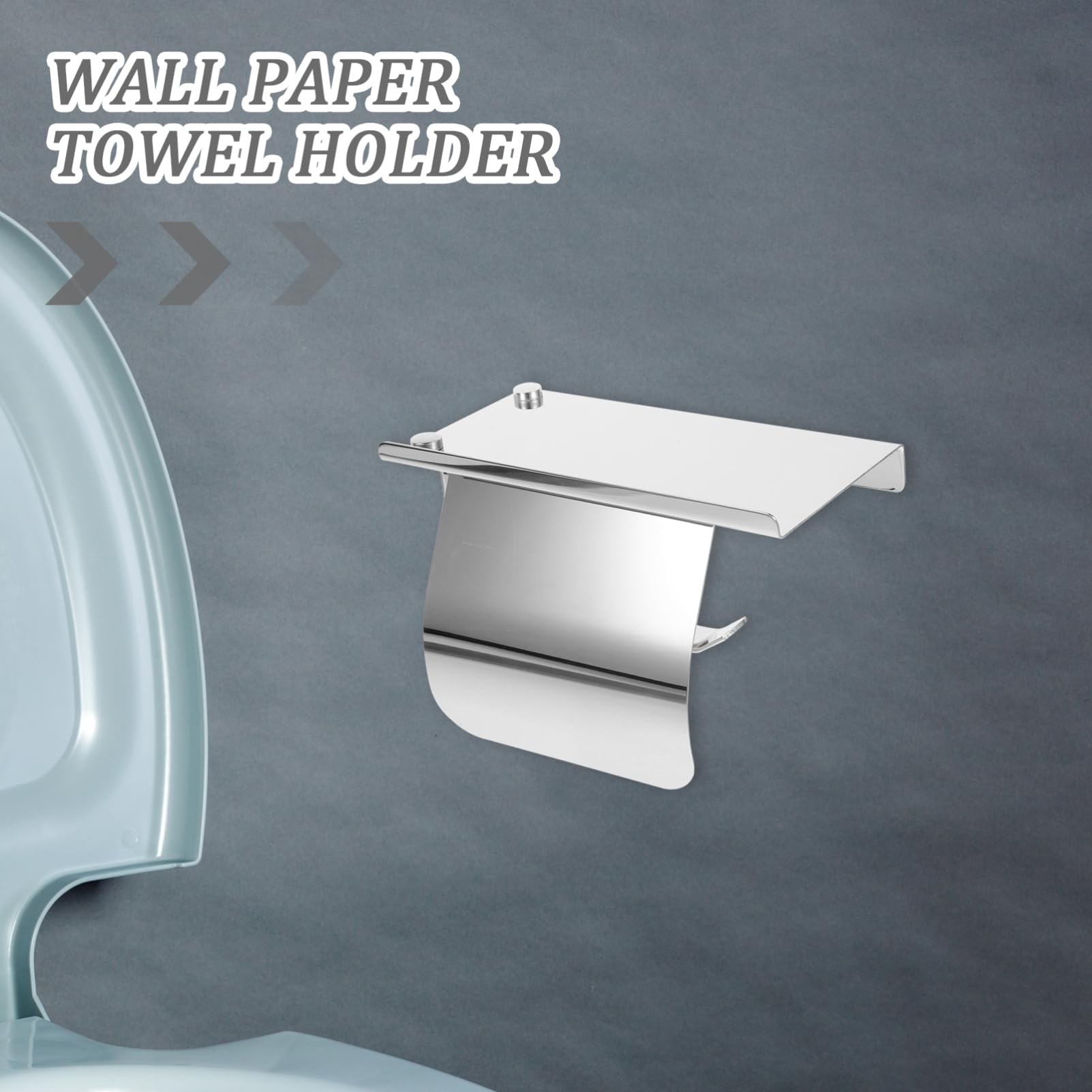Alipis Portarotolo con Mensola in Acciaio Inossidabile Argento, Resistente alla Ruggine, con Supporto per Telefono, Design Moderno per Bagno e Casa