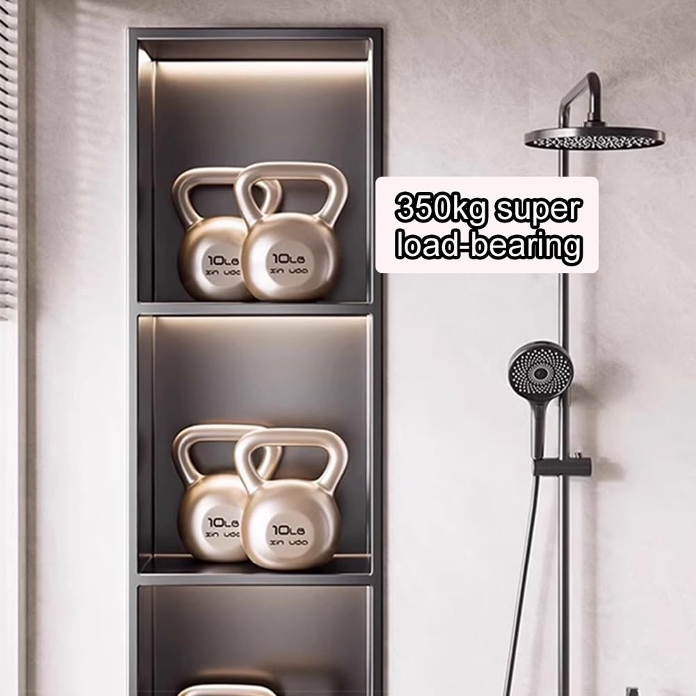 Baño impermeable con puerta de cristal, estante de ducha retráctil, estante de almacenamiento de acero inoxidable para hogar y hotel, 31,5 x 22 x 120 cm, solución de estantería de baño duradera