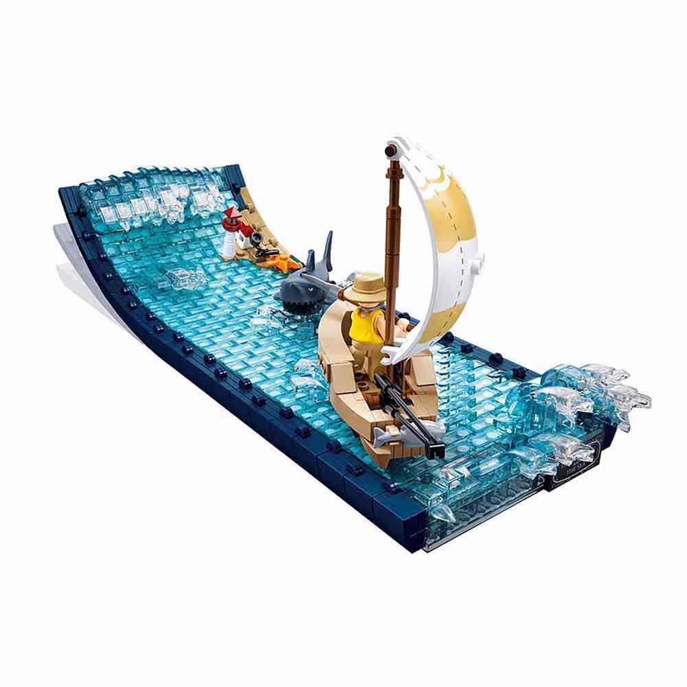 Pleyerid The Old Man and the Sea Building Set, Creative Construction Model, Ages 14+, Ocean Wave Display, M38-P8025, Blue