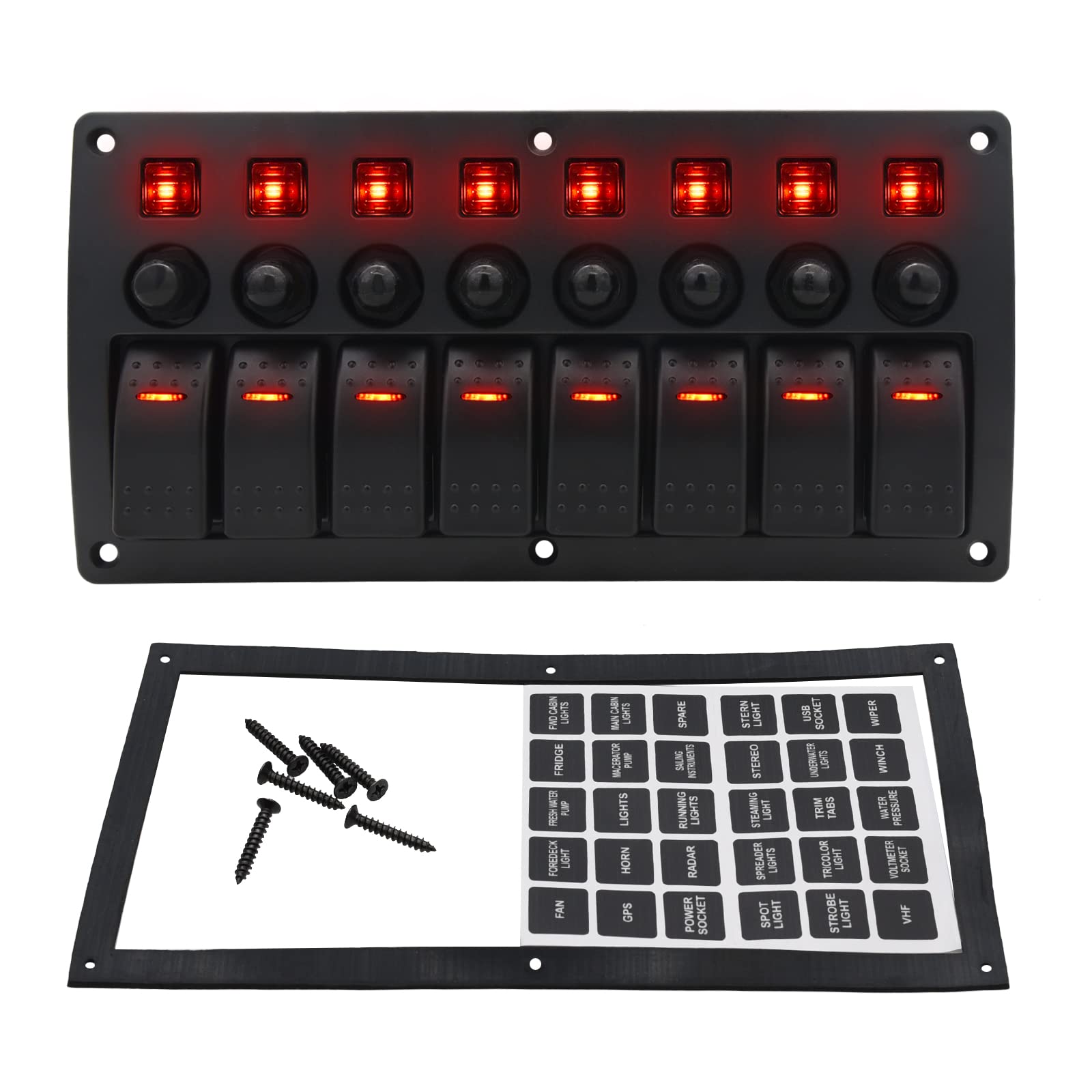 Buy 8 Gang Marine Rocker Switch Panel, Boat Switch Panel Waterproof