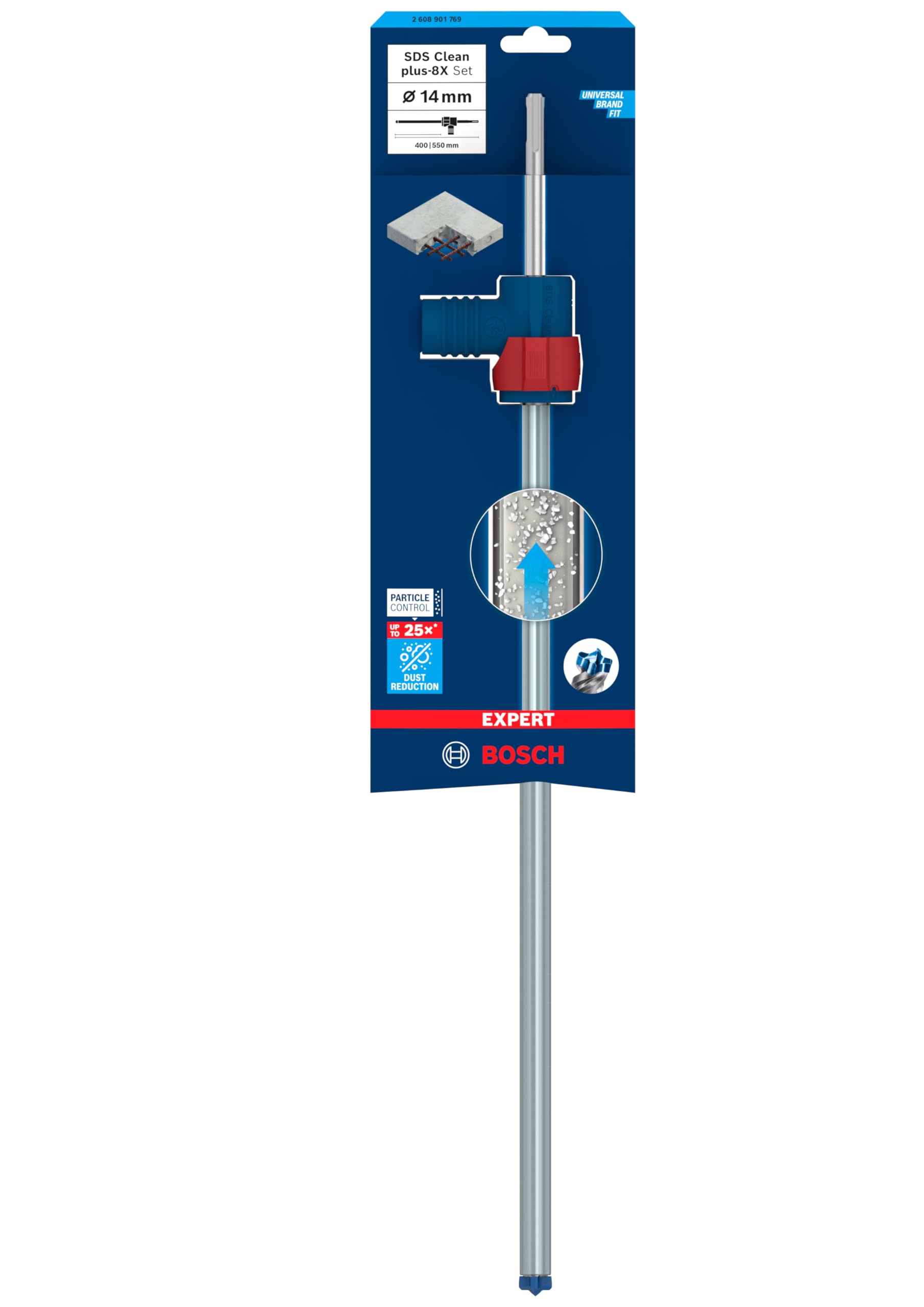 Bosch 1 x EXPERT SDS Clean plus-8X zestaw wierteł udarowych do kotwiczeń chemicznych (Ø 14,0 mm, profesjonalne akcesoria do młotowiertarki)