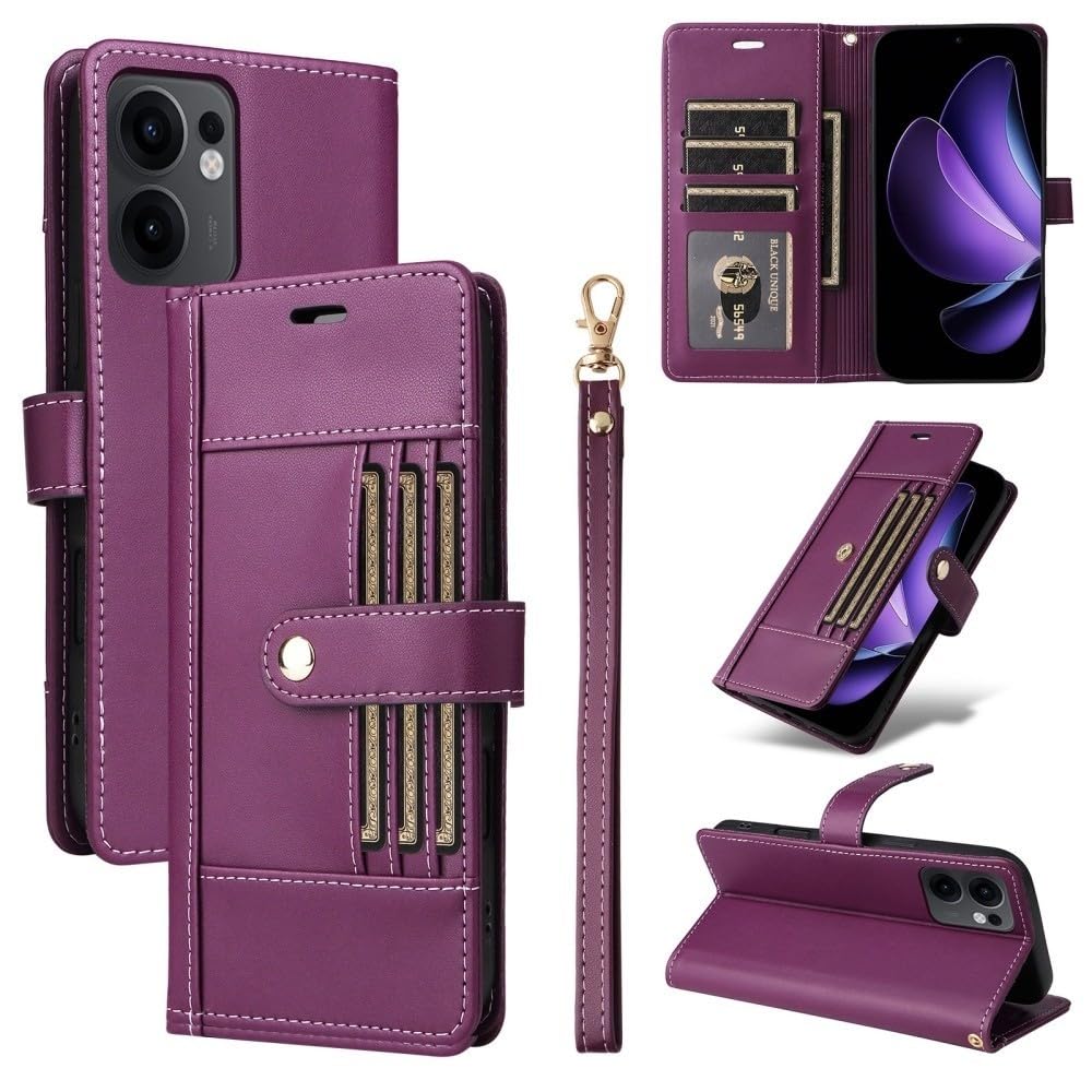 Generic Étui compatible avec Sony Xperia 1 VII (couleur : violet) Portefeuille en cuir de qualité supérieure avec fentes pour cartes