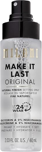 Milani Make It Last Original – Natural Finish Setting Spray 3-in-1 Setting Spray and Primer- Prime + Correct + Set Makeup Finishing Spray and Primer – Long Lasting Makeup Primer and Spray (2.03 Fl. Oz.)