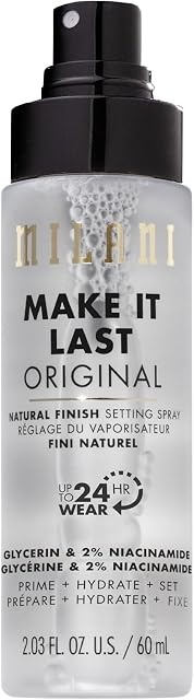 Spray fixateur et primer Milani Make It Last - Fini naturel original, tenue de 24 heures, scellant de maquillage longue durée et spray de finition, brume pour le visage vegan et sans cruauté, 2,03 fl. oz