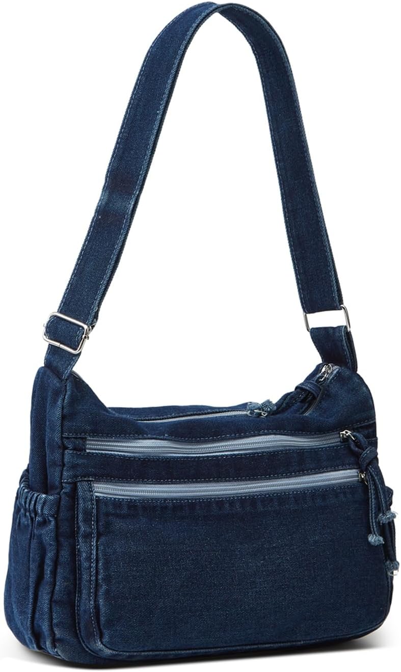 Women's Retro Large Canvas Denim Shoulder Bag Denim Crossbody Handbags Casual Style Lightweight Tote Purse - Image 4
