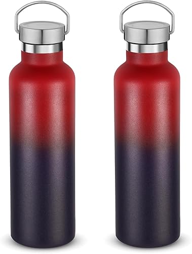 Miniatura 46 de Volhoply Botella de agua aislada de 24 onzas con boca estándar, tapa combinada de plástico y acero inoxidable, botella de agua de 304 18/8 de doble