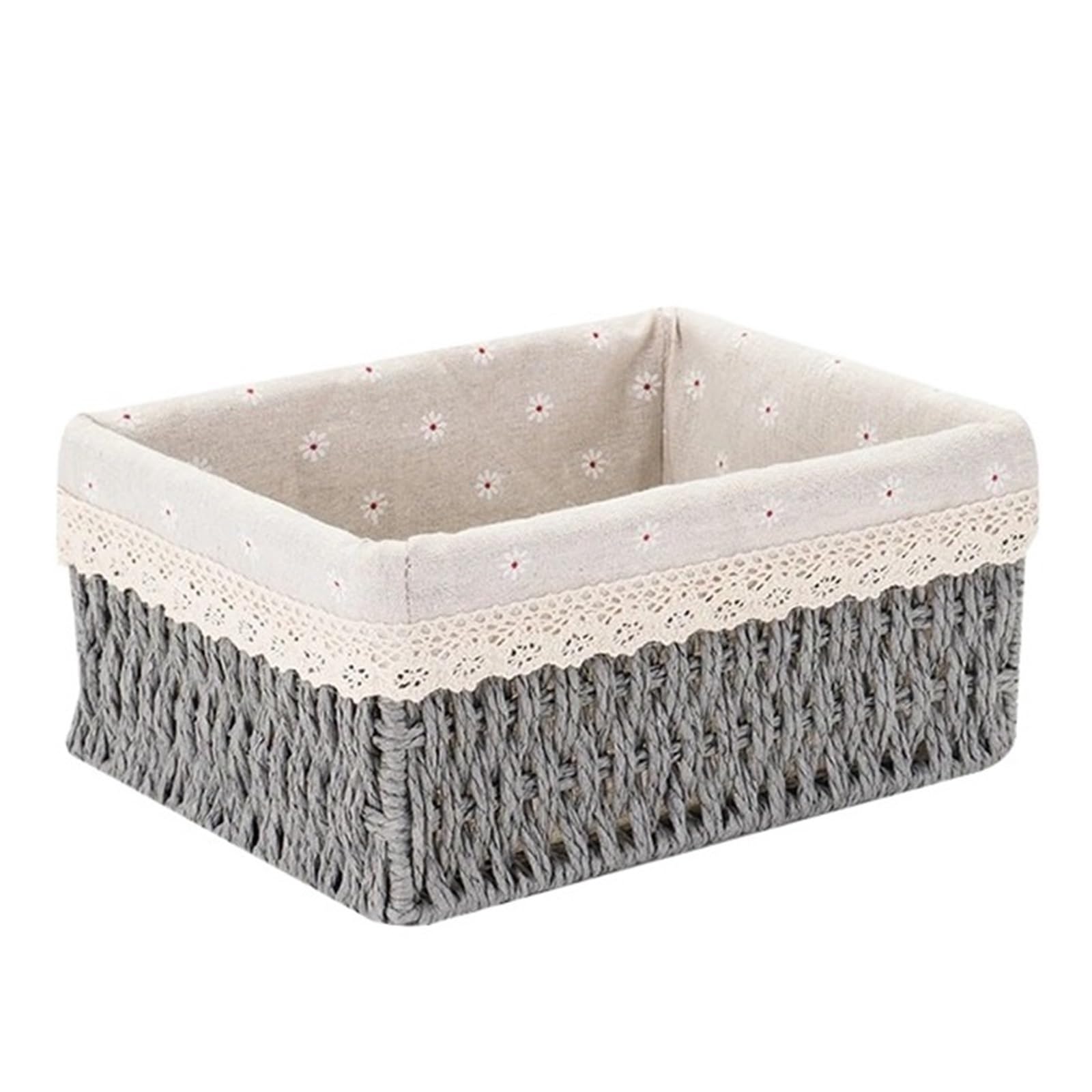 Wicker Storage Baskets Woven Kitchen Organizer Box Laundry Basket Snack Toy Boxs Desk Accessorie For Storage(L)