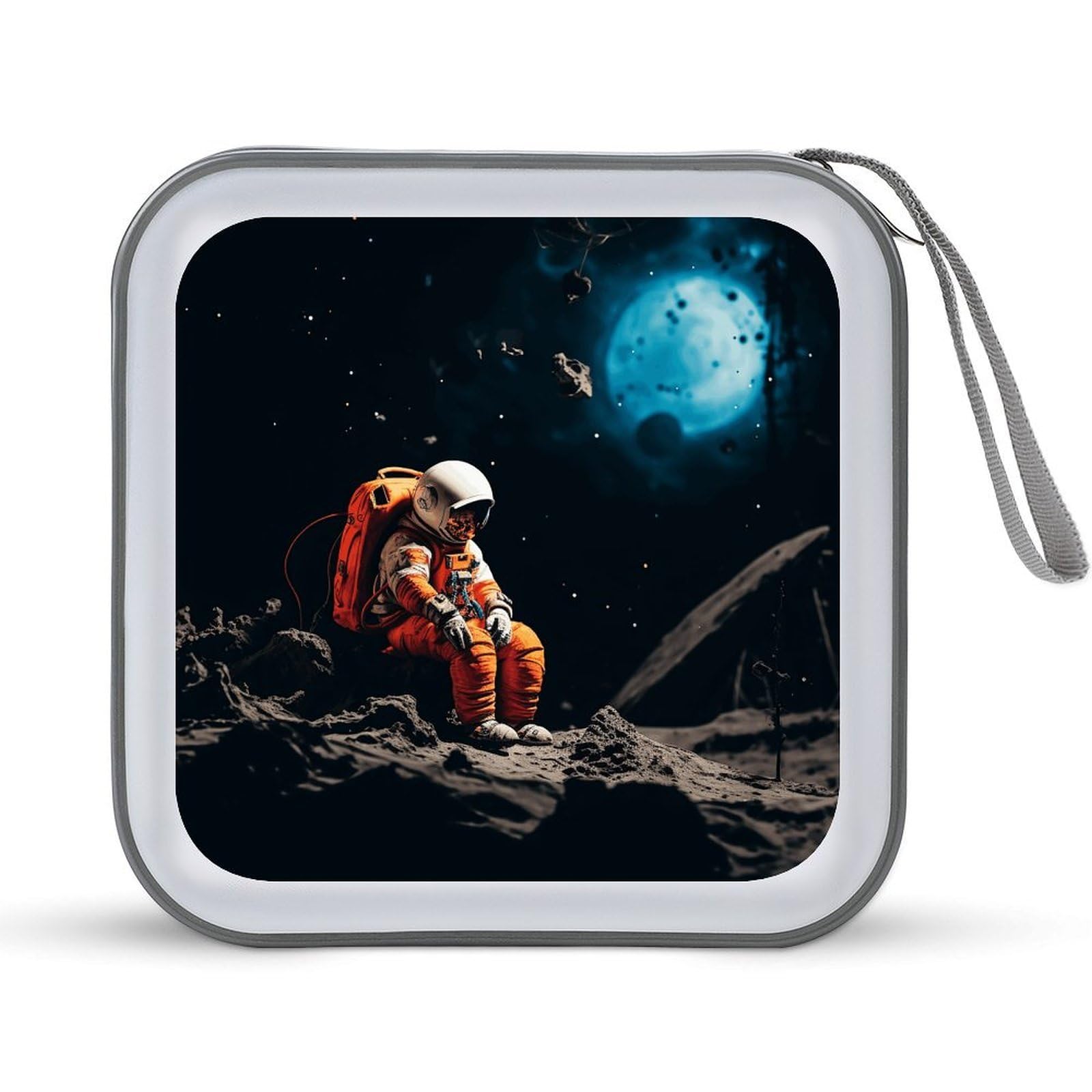 VstaDank Astronaut Crashed on The Moon 40 Capacity DVD Protective Case Organizer Folder Storage Booklet Portable Album Disc Portfolio for Car, CD and CD or CD