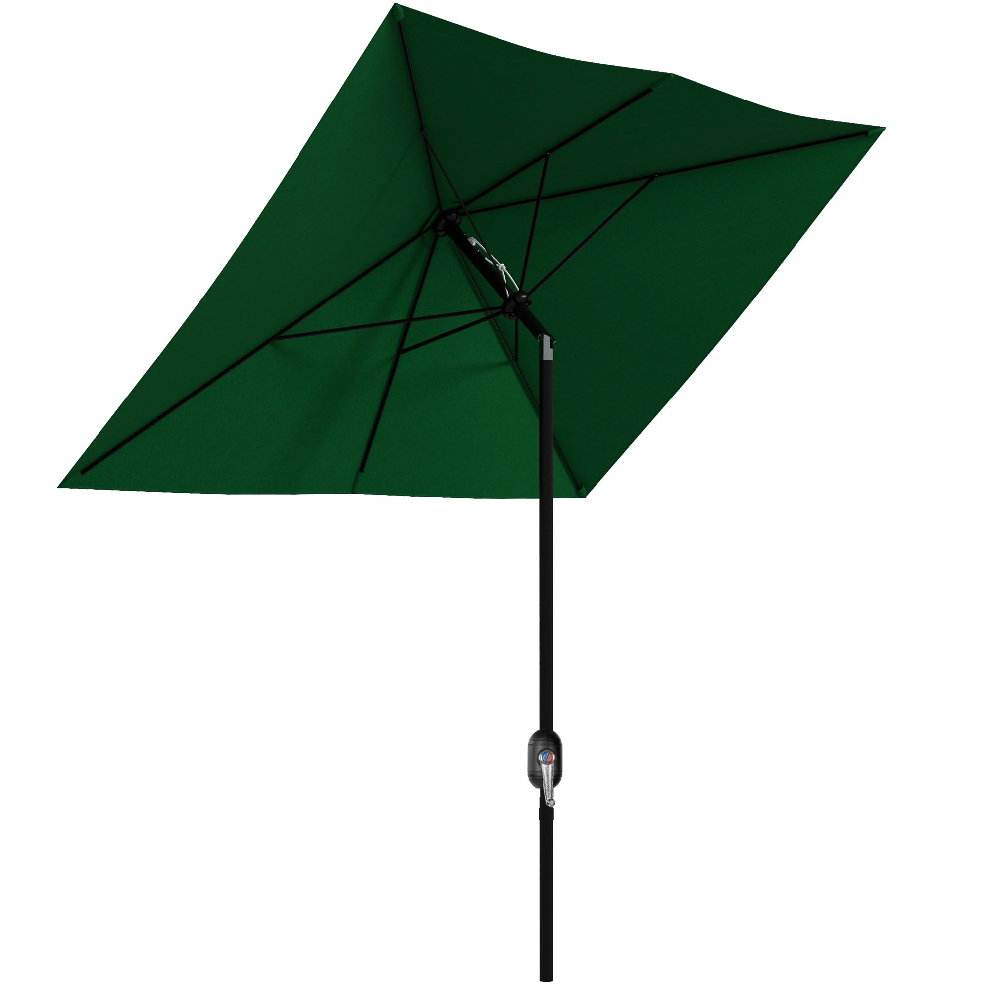 Outsunny Sombrilla de Jardín 300x200x248 cm Anti-UV Parasol de Terraza con 6 Varillas Apertura Manual y Ángulo Ajustable para Jardín Piscina Verde