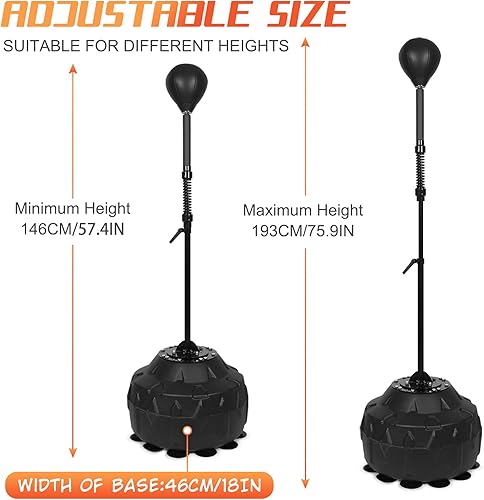 Miniatura 6 de Barra de velocidad con base gruesa, bolsa de boxeo de pie libre con altura ajustable y resorte reforzado, fuerte y duradero, alivio de la pelota de