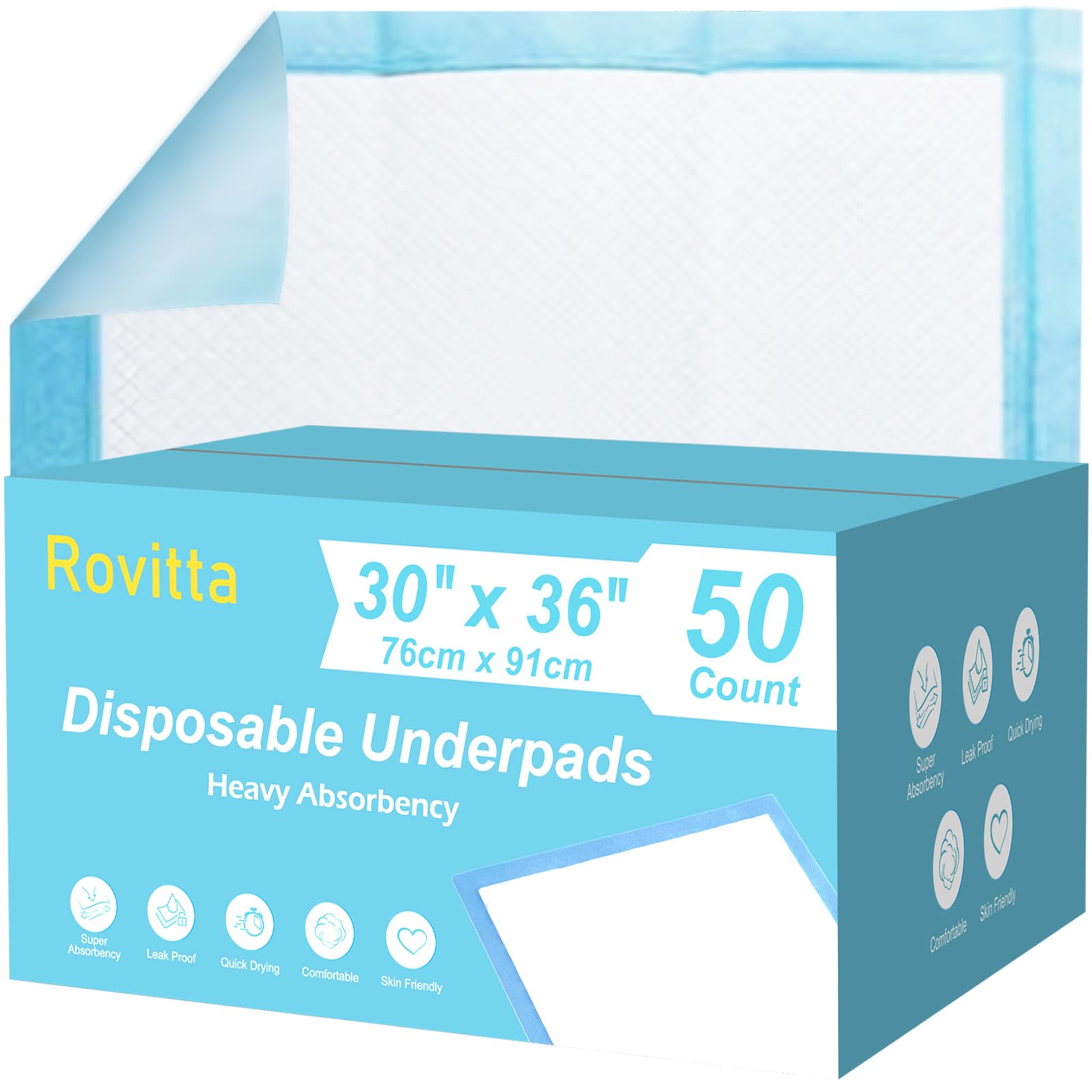 Rovitta 50 almohadillas desechables de gran absorción de 30 x 36 pulgadas