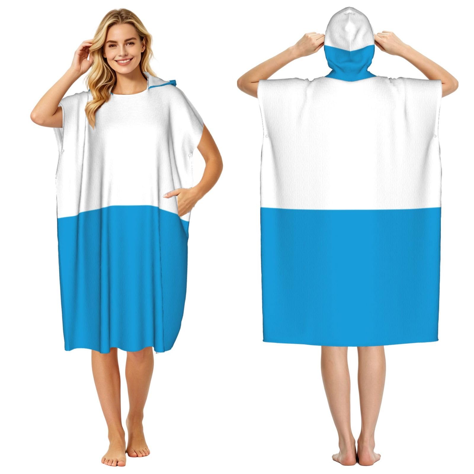 KLGRTJHK Bavarian Flag Adult Hooded Beach Poncho Towel 43"X35"