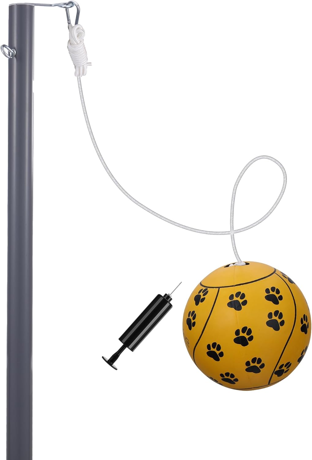 STERLING Sports Heavy Duty Tetherball Set with Pole, Ball & Rope | PawPlay Outdoor Backyard Game for Kids, Family & Dogs | 8'10" Rust-Resistant Galvanized Steel Tether Ball Set