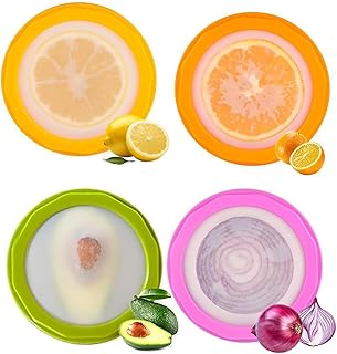 Silicone Fruit Storage Containers - Fresh Pods Storage Containers | Silicone Fruit And Vegetable Storage | 4X Reusable Leak-Proof Space-Saving Onion Keeper For Salad Prep Kitchen Food Lemon Lunch Pack