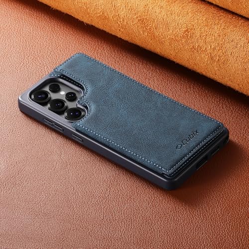 Image of Cubix Wallet Series Back Cover Case for Samsung Galaxy S25 Ultra | PU Leather Card Holder Flip Cover | 2 Card Slots | Slim TPU Shockproof Design | Camera Protection (Blue)