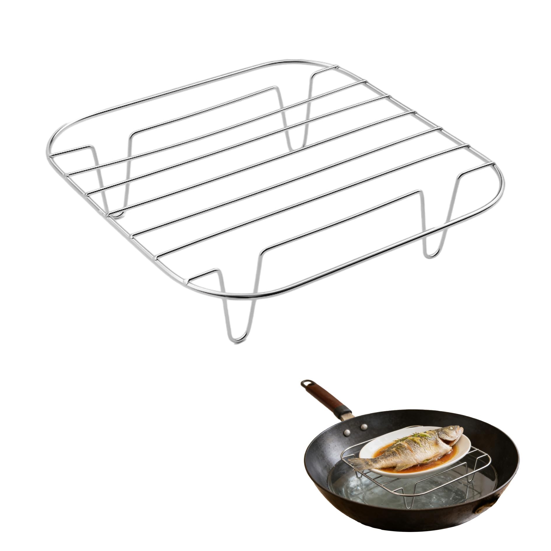 Air Fryer Rack - Not Compatible with Diagonal Less Than 27 cm - Airfryer Accessory Compatible with COSORI Dual Blaze 6.4L Stainless Steel
