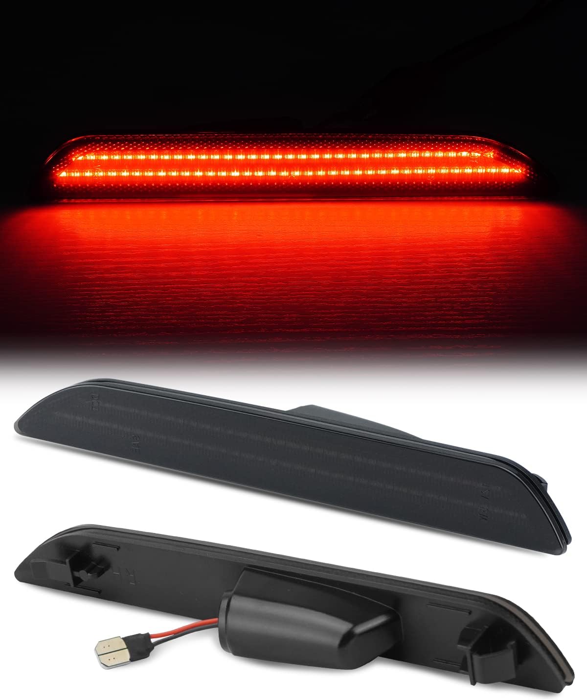 Bestview Side Marker Light Assembly, Rear Bumper Side Marker Lamps Reflectors Compatible for Ford Mustang 2015-2022, Red Pack of 2