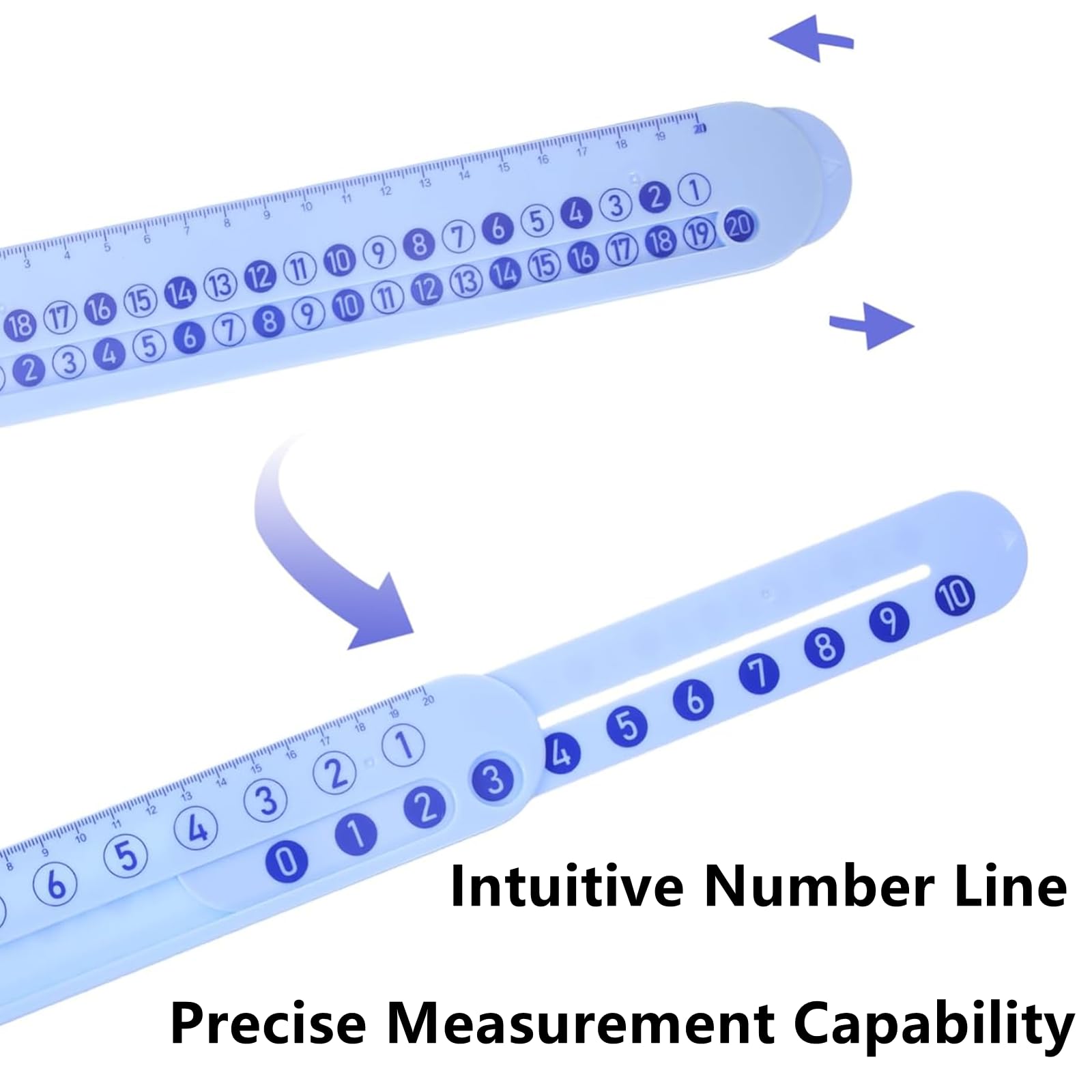 2 Pcs Math Slide Ruler for Mathematics, Math Scale Learn Number Rulers Centimeter Ruler Positive and Negative Integers Number Line Measuring Tape for Subtraction Precision - Image 3