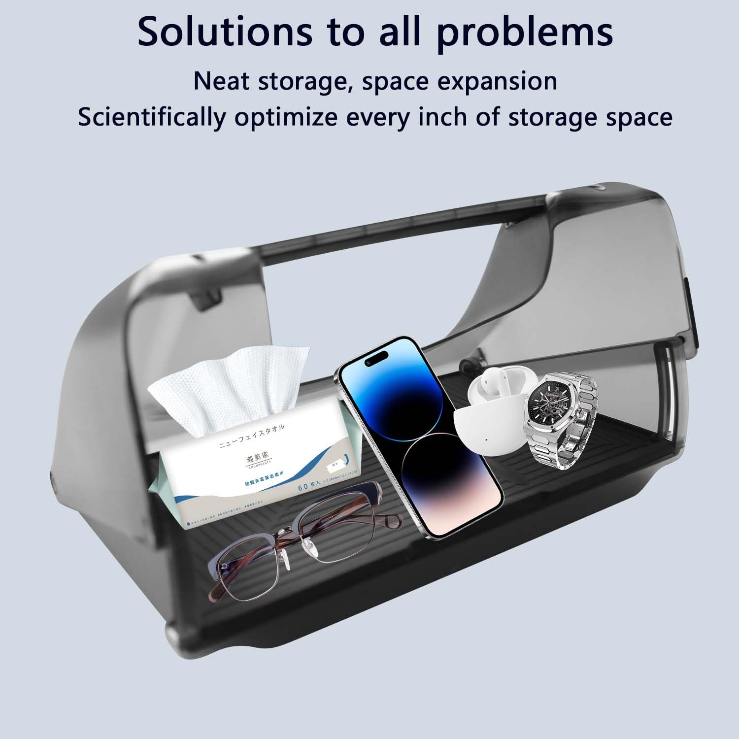 Scatola Portaoggetti Nascosta sotto Lo Schermo per Tesla Model 3 Highland，Organizer per Console Centrale con Cuscinetto in Silicone Antiscivolo per Tesla Model 3 Vassoio 2024