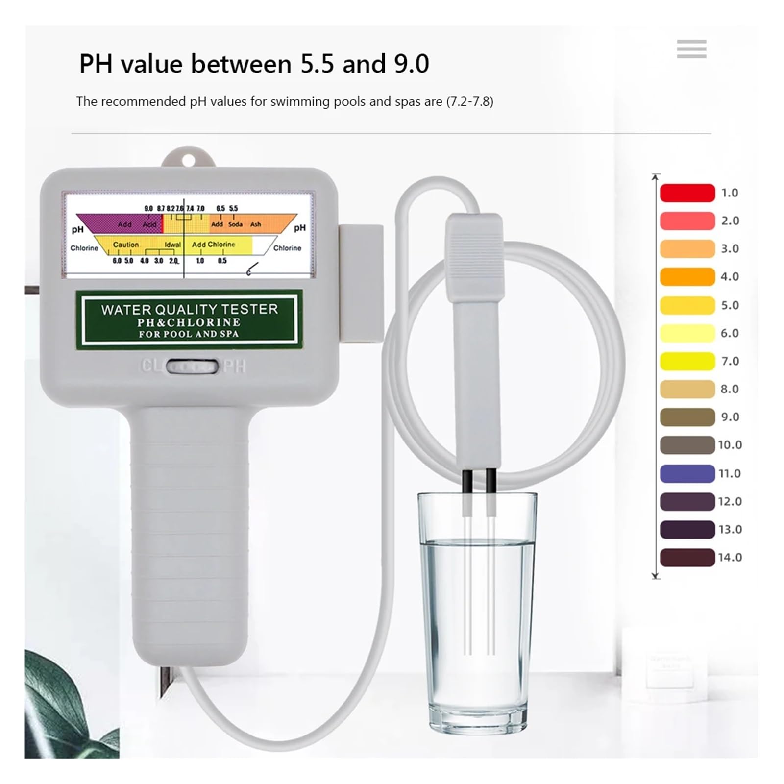 Misuratore di Portata Tester Di Cloro 2 In 1 Misuratore PH E CL2 For Piscine Spa Rilevatore Qualità 'acqua For Acquari Sorgenti Termali(2pcs)