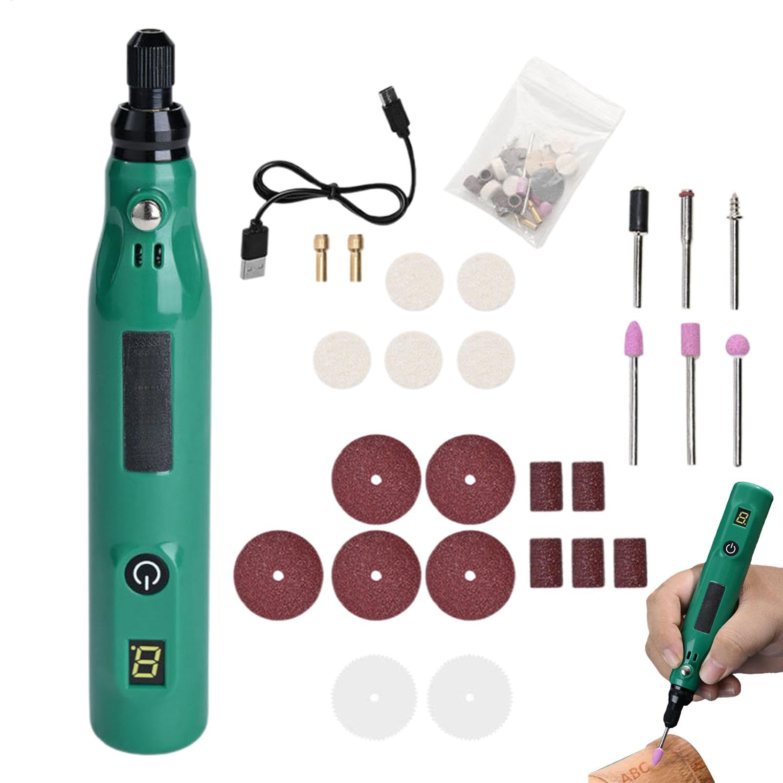 Portable USB Engraving Tool, Multi Speed Hand Drill for Craft Projects, Small Sander for Sanding, Polishing, Grinding and Cutting, Great for Enthusiasts and Jobs