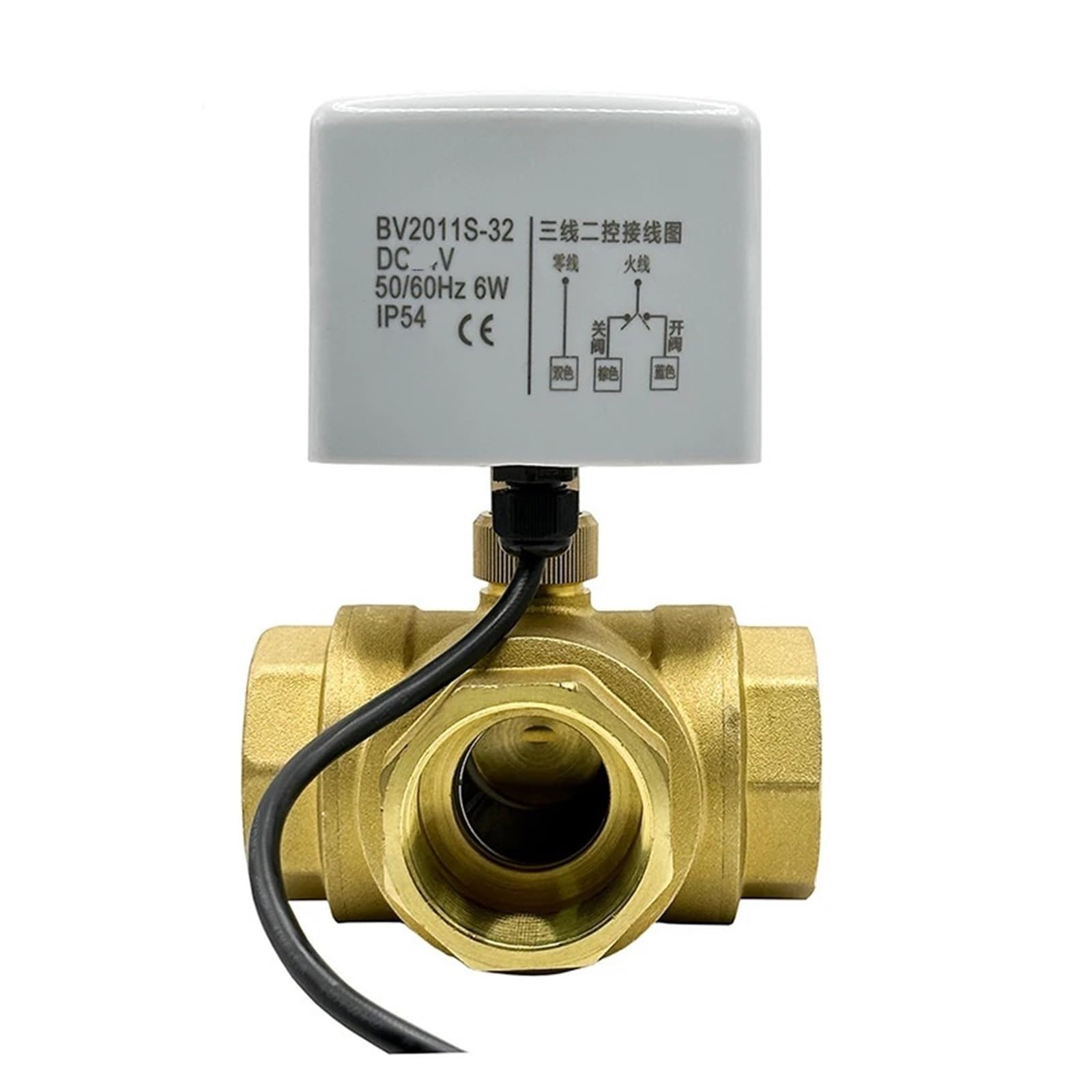 VSPPJYFG 1-1/2" three-way electric ball valve 220V 12V 24V 3 wire 2 control T/L type brass ball valve(T TYPE-220VAC)