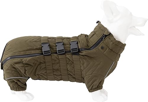 Abrigo cálido para perro, chaleco de doble capa para perro, 4 patas cubiertas, resistente al viento, impermeable, reflectante, chaleco cálido para