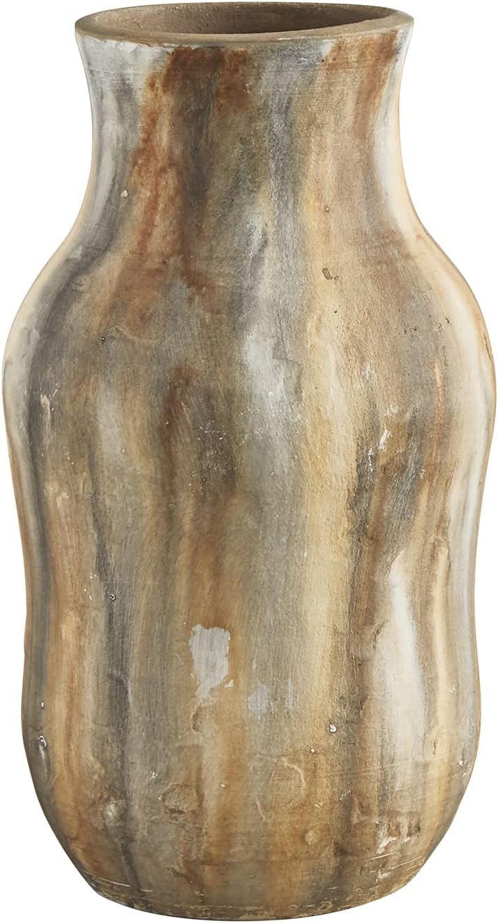 (only 1)- 47th & Main Rustic Terracotta Vase, Wide, Painted Wide Painted