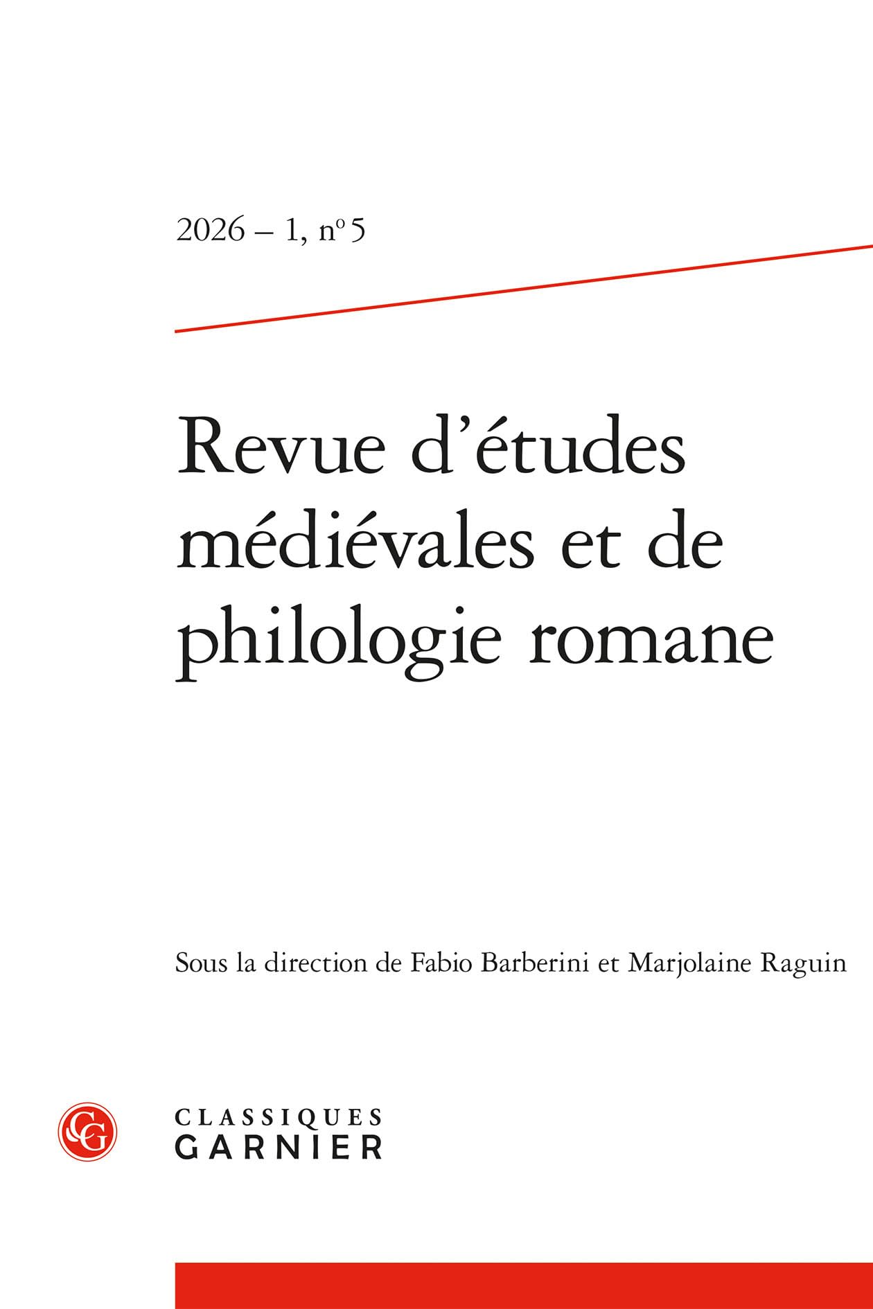 Revue d'études médiévales et de philologie romane (2026) (2026 - 1, n° 5)