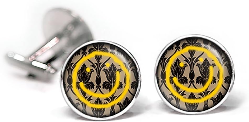 SharedImaginationSherlock Cufflinks, Sherlock Holmes Tie Clip, Smiley Face Cuff Links, Sherlocked Jewelry, Superwholock Super Wholock, Glass