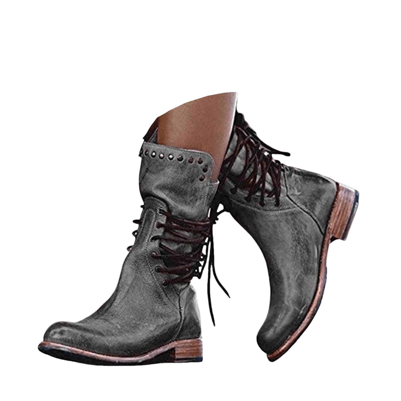 Ankle Boots For Women Low Heel Dressy Combat Boots Mid Calf Motorcycle Riding Military Biker Boots Fall Short