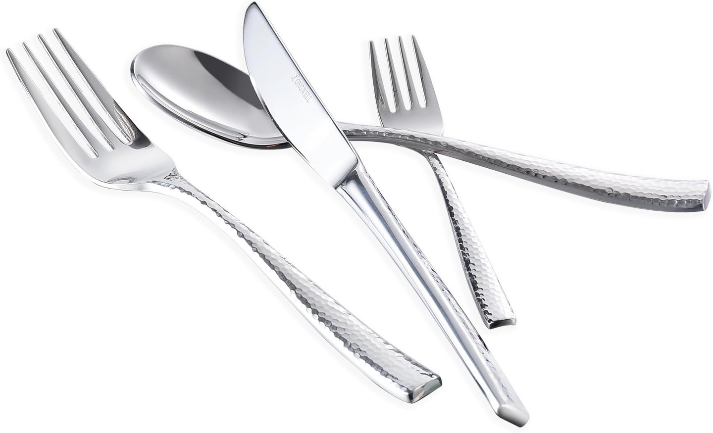 20Piece Elegant Hammered Mirror Flatware Set of 4