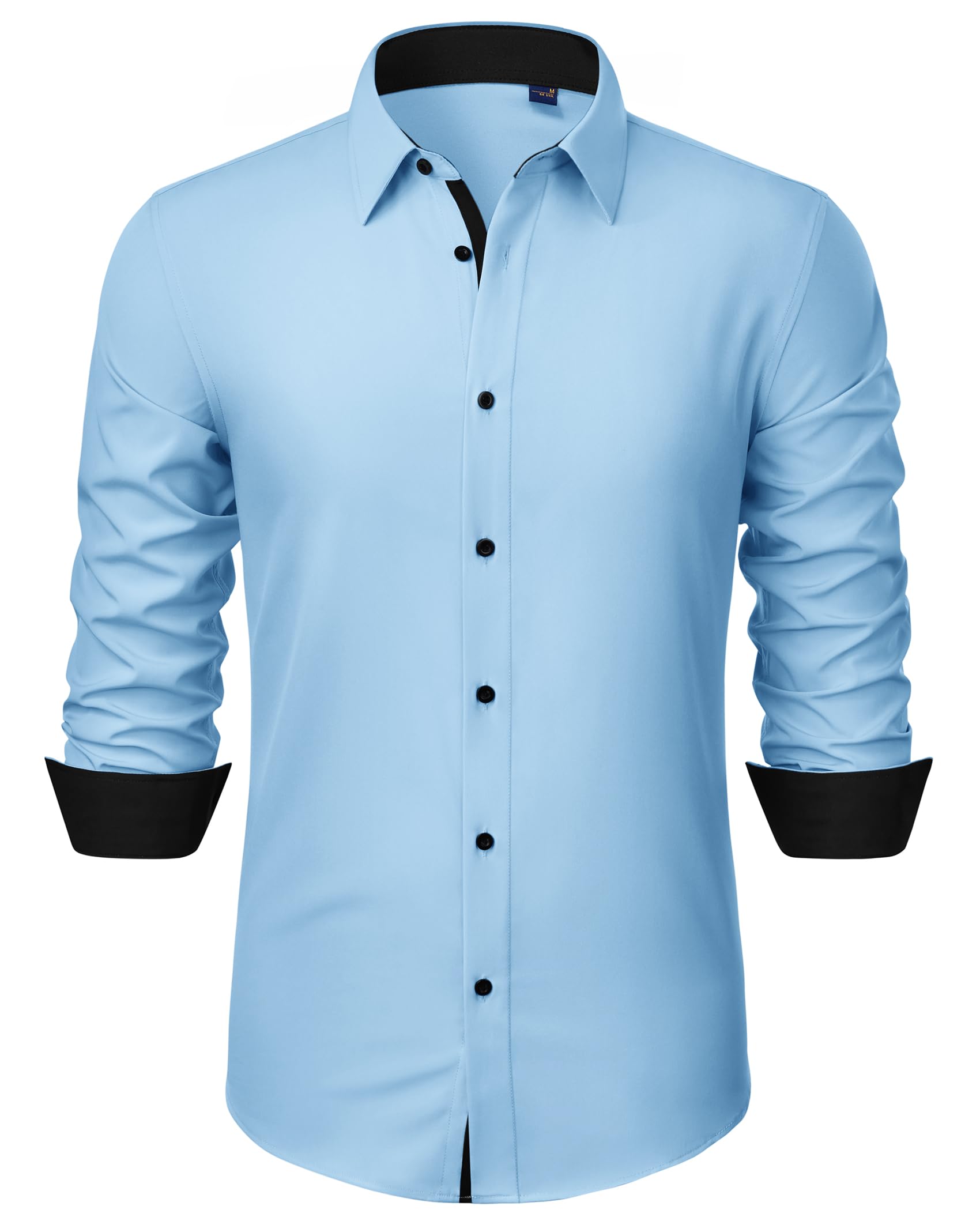 J.VER Hemd Herren Langarm Business Casual Hemden Knitterfreies Stretchhemd Regular Fit Freizeithemd Bügelfrei Unifarben Anzughemd Alltag Oberhemden