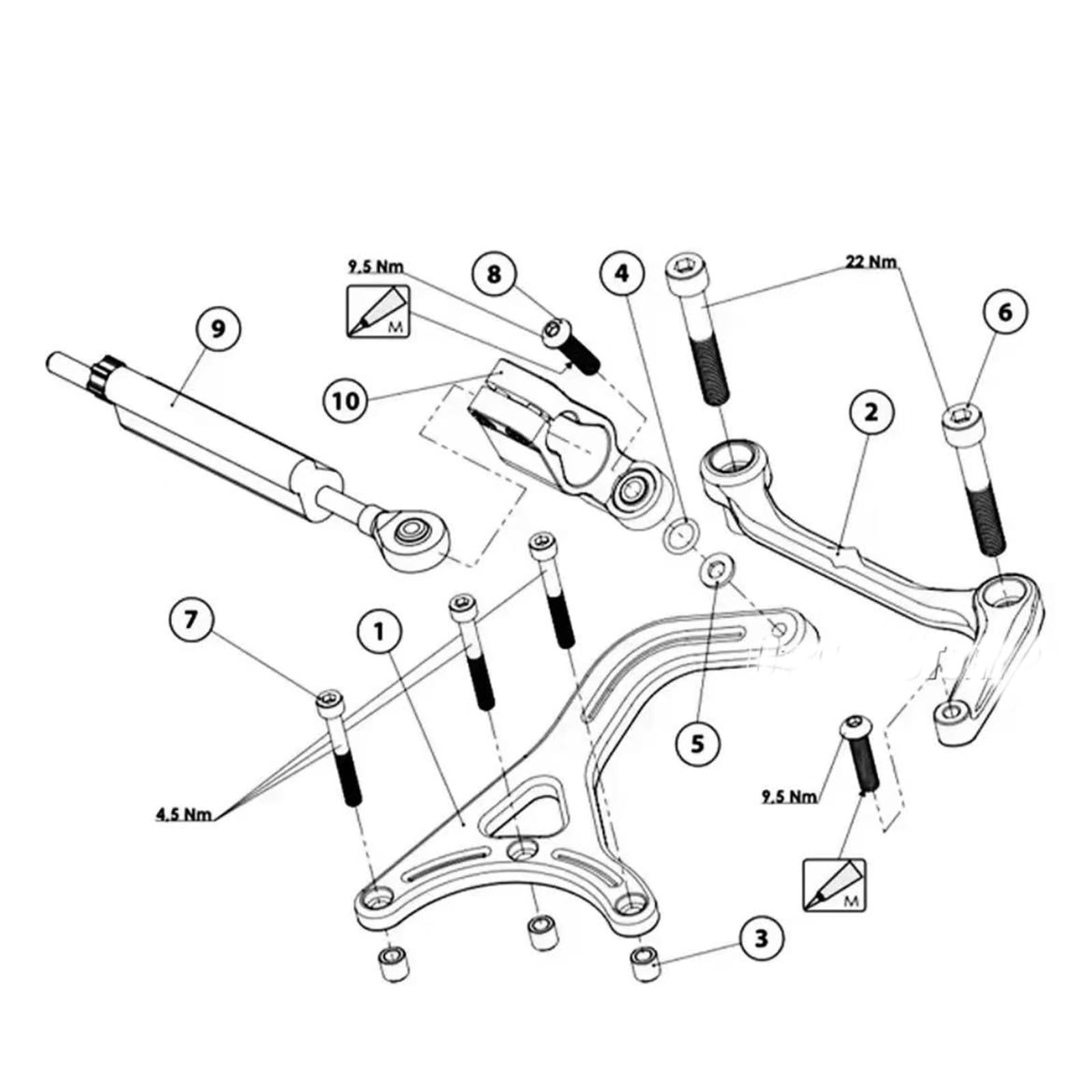 Pieza de Motocicleta Kit De Soporte para Ducati Multistrada V4 RS 2024 Amortiguador Estabilizador Dirección(Silver)