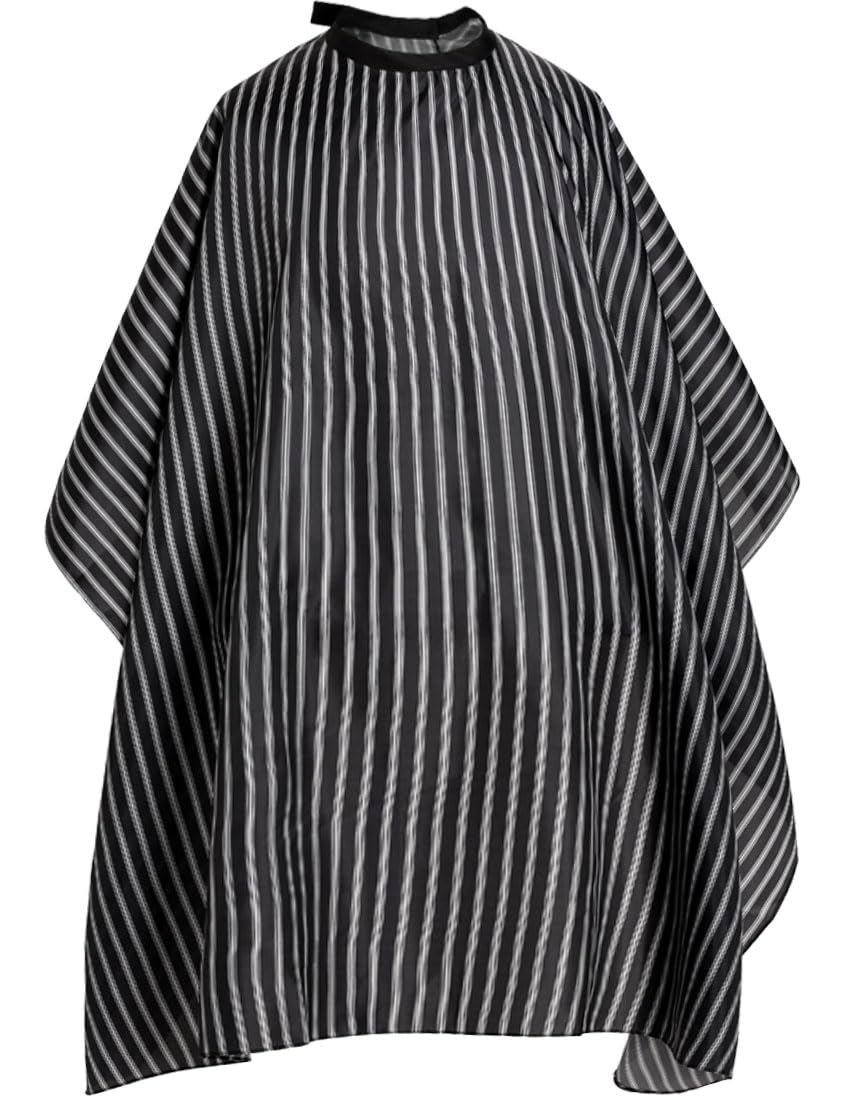 Borogo Professional Waterproof Hair Styling Cape Nylon Haircuting Salon Cape Gown Hair Salon with Snap Closure - 50" x 60", Black Stripes 1-pack, One Size-image-33