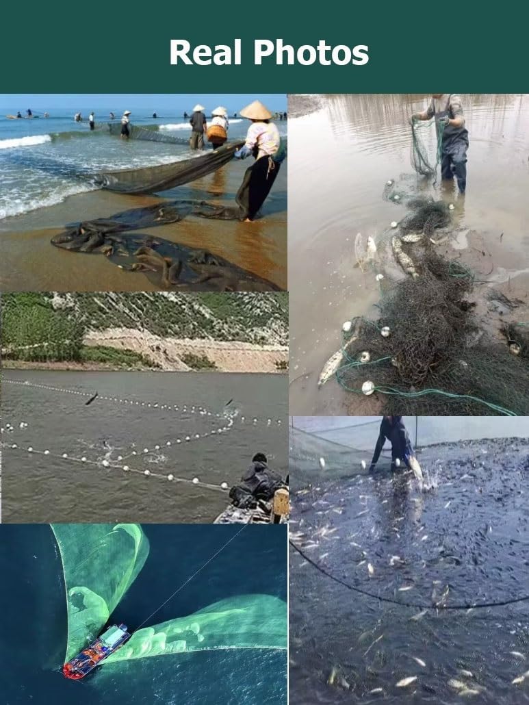 Siatka wędkarska, siatka z polietylenu na plażę z obciążnikiem, długość 32,8-196 cm, łatwe rzucanie dla rybek i błyszczyków, idealna do łowienia przynęt