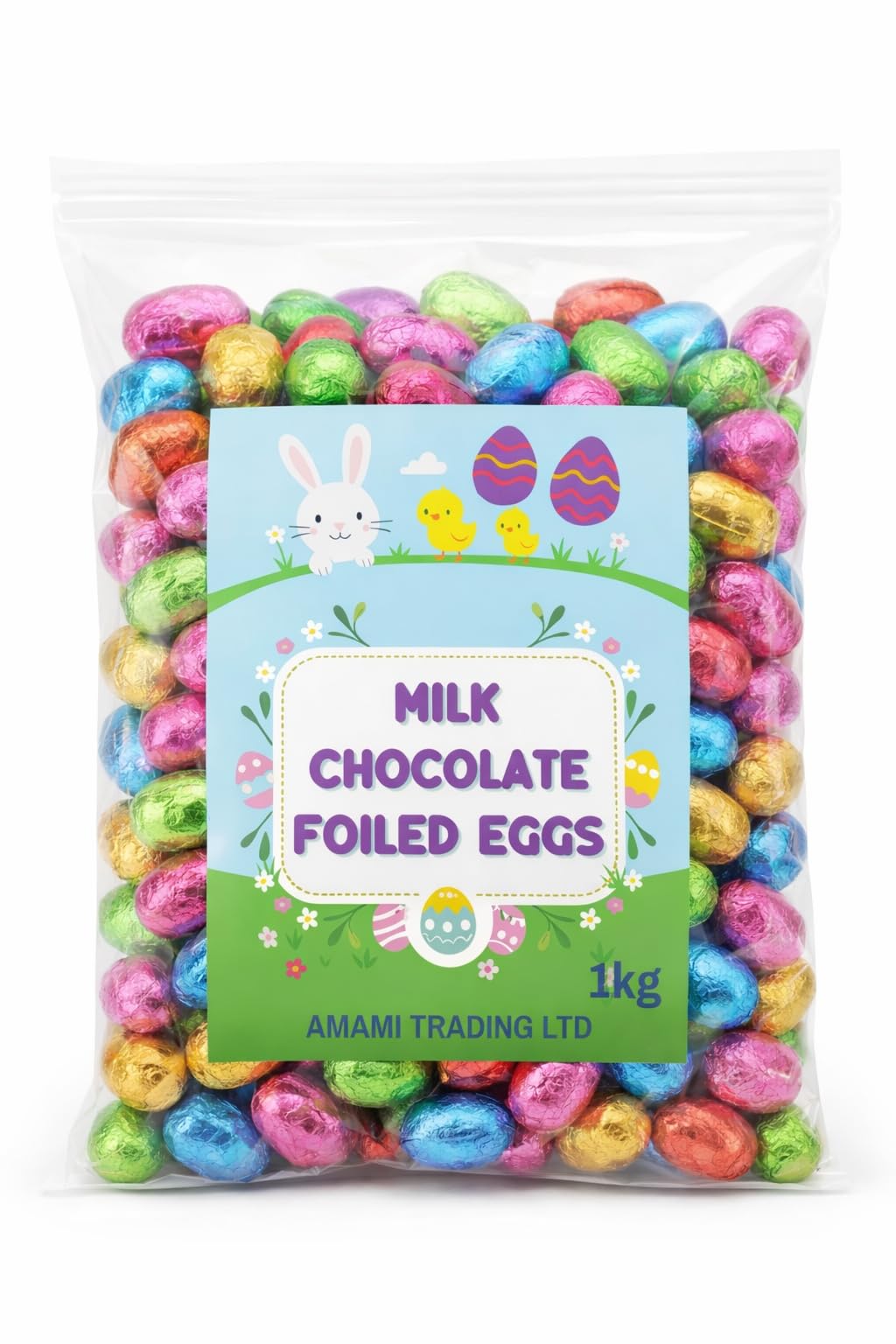 Solid Milk Chocolate Foiled Easter Eggs 1kg (200 Mini Eggs) – Kids Easter Egg Hunt, School Prizes, Party Bags for Boys & Girls - Bulk Easter Eggs